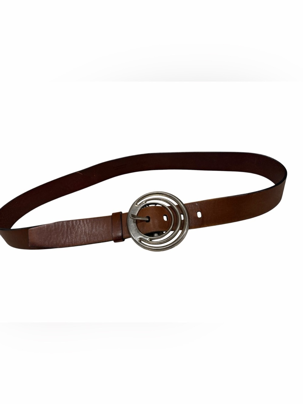 Silpada Designs Brown Genuine Leather Belt Silver Buckle Size XL Women’s